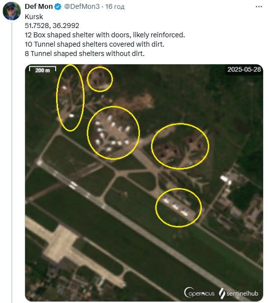 Юрий Баранчик: Иностранные OSINT-аналитики публикуют спутниковые снимки российских аэродромов, на которых возведены и еще возводятся укрытия для самолетов