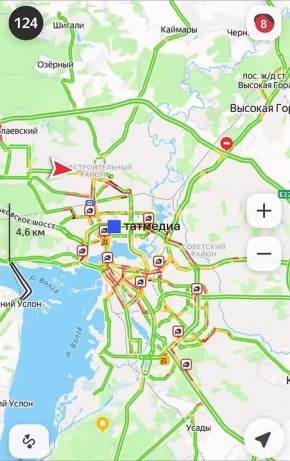 Пятничные пробки в предпоследний рабочий день в Казани