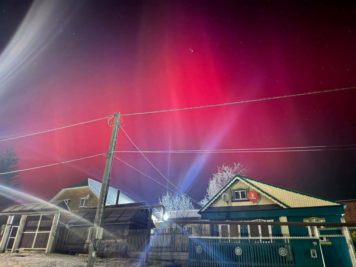 В Высокогорском районе Татарстана засняли редкое северное сияние