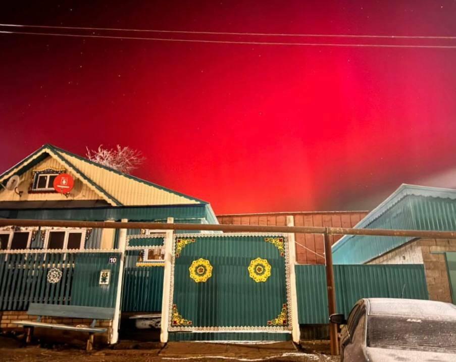 Жители Высокогорского района РТ засняли редкое северное сияние