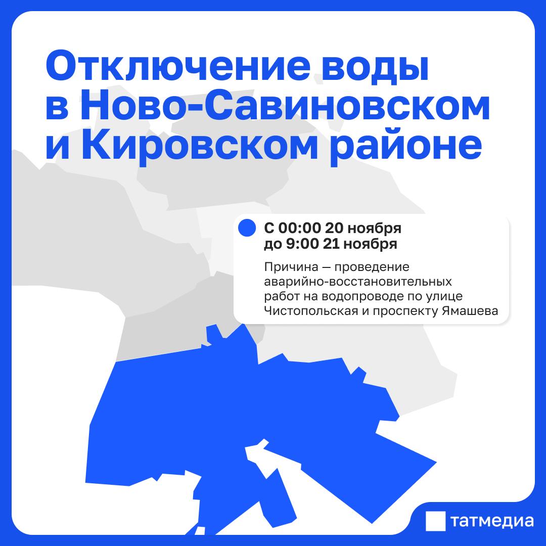 В части Кировского и Ново-Савиновского районов Казани более чем на сутки отключили воду
