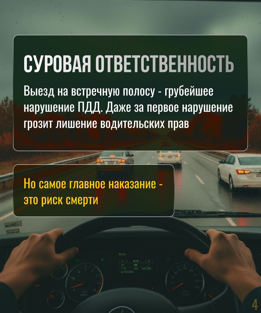 Выезд на встречную полосу — одно из самых опасных нарушений ПДД Выезд на встречную полосу — одно из самых опасных нарушений ПДД