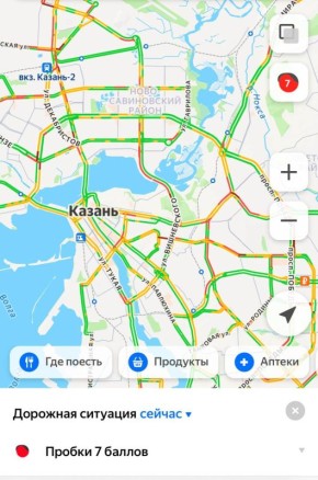 Утро в Казани началось с 7-балльных пробок
