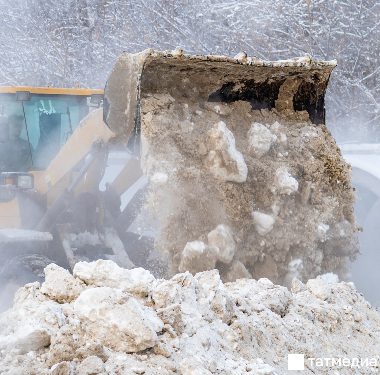В Татарстане на региональных дорогах убирают снег 340 машин, тогда как ночью снег на них убирали 215 машин