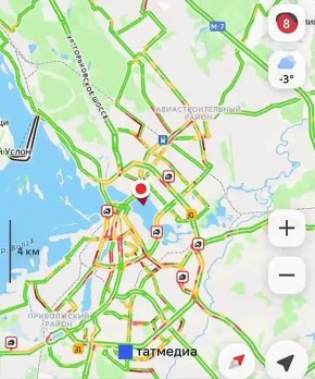 В Казани вновь образовались 8-балльные пробки