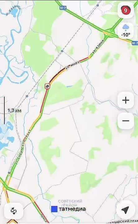 Утренние пробки в Казани достигли 9 баллов