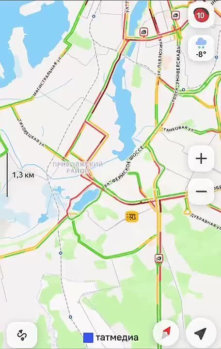 Пробки в Казани по данным Яндекс Пробки достигли 10 баллов