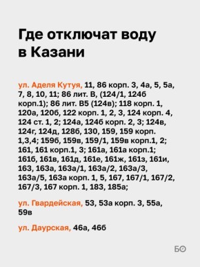 В Советском районе Казани отключат воду