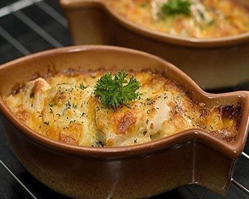 Жульен с кальмарами, грибами и сыром