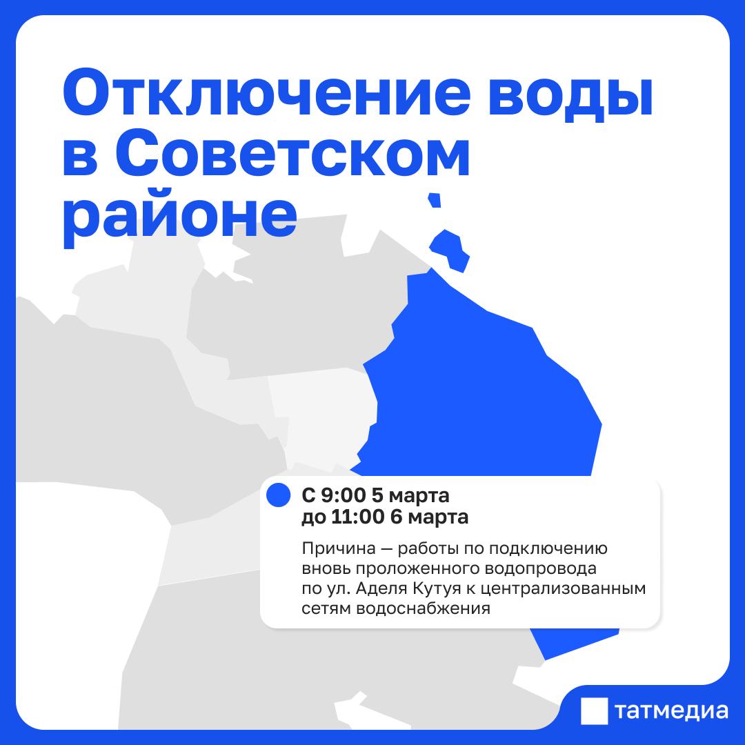 5 марта в некоторых домах Советского района на сутки отключат воду