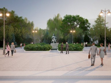 Ильсуру Метшину представили рендеры благоустройства площадки у памятника Бутлерову