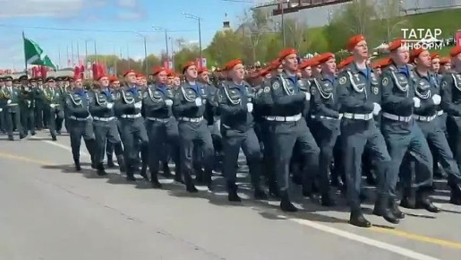 Кадры прохода войск Казанского гарнизона на Параде Победы