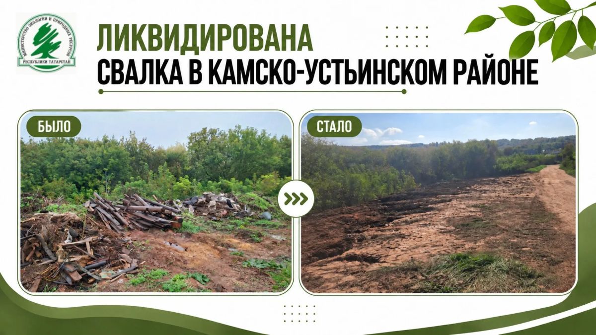 В Камско-Устьинском районе ликвидировали свалку отходов