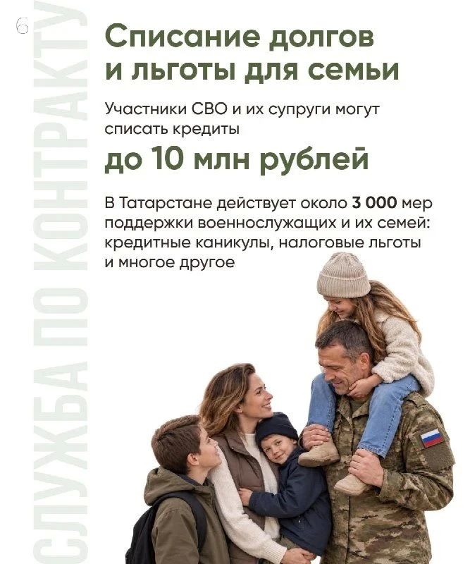 Служба по контракту в Татарстане - это выплата от 3,1 млн рублей в первый месяц, выбор подразделений по специальности и реальная поддержка семей Служба по контракту в Татарстане - это выплата от 3,1 млн рублей в первый месяц, выбор подразделений по специальности и реальная поддержка семей