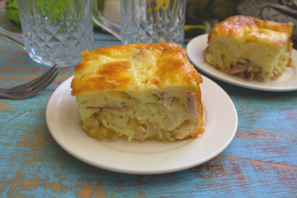 Заливной пирог паштида с цветной капустой и куриным мясом